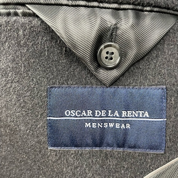 𝅺OSCAR de la Renta Menswear Charcoal Wool and Cashmere Long Coat Size 46R ( 4XL) - Picture 9 of 11